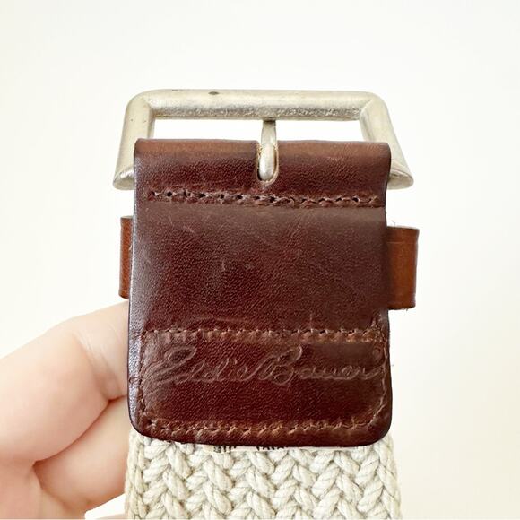 Eddie Bauer Men's Woven Braided Leather Buckle Belt - Picture 3 of 5